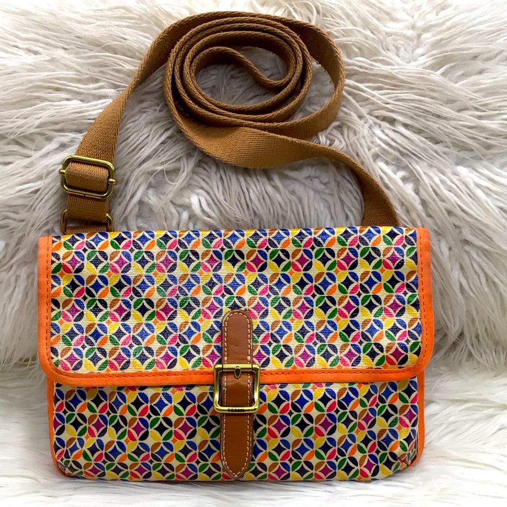 Fossil Coated Cavas Multi-Color Print Shoulder Bag